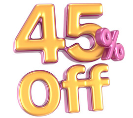 Number 45 Percent Off 3D Render