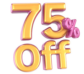 Number 75 Percent Off 3D Render