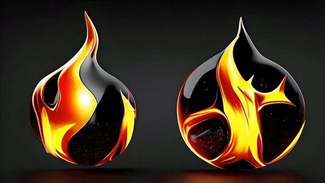 fire flames on black. 3d fire flame icon with burning red hot sparks