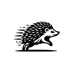 Obraz premium running hedgehog animal logo design