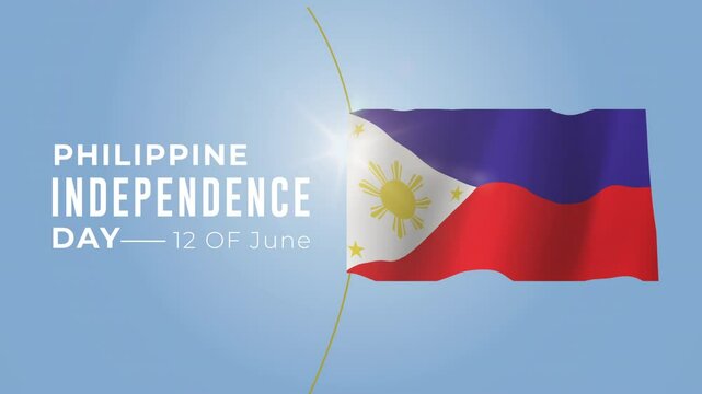 Happy Independence Day Philippines typography animation with Philippines flag animated 4k video.