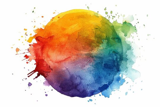spot round frame. Rainbow watercolor element. Generative AI
