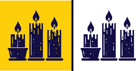 candle icon set Taper Wax light Luminary symbol collection Vector illustration