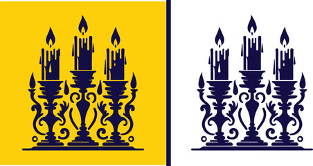 candle icon set Taper Wax light Luminary symbol collection Vector illustration