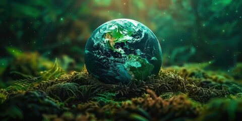 Earth in a Lush Forest