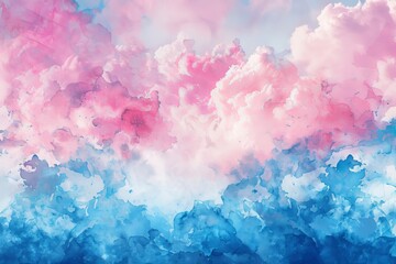 Fototapeta premium watercolor pastel pink with tranquil sky blue, Generative AI