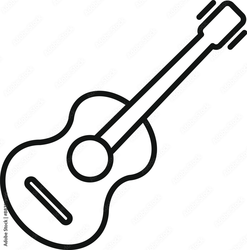 Canvas Prints Black and white line art of an acoustic guitar, ideal for representing music