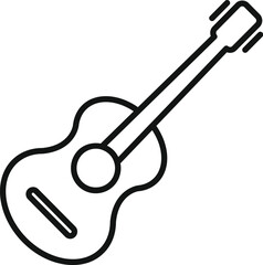 Black and white line art of an acoustic guitar, ideal for representing music