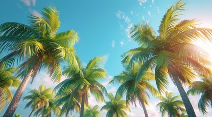 Palm Trees Swaying in the Tropical Sunset