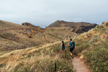 Obraz premium Ponta de San Lorenzo trekking route on the island of Madeira. Active recreation and trekking in Madeira.