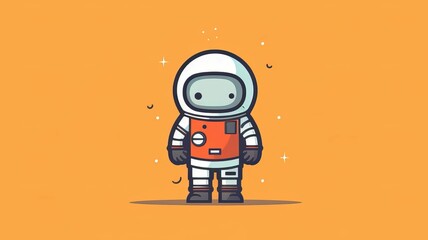 Astronaut flat design, front view, moon landing theme, cartoon drawing, Analogous Color Scheme