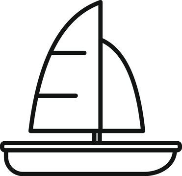recommend clip art: Simple line drawing of a small sailboat with one mast, sailing on the water