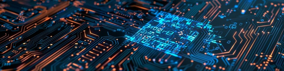 Fototapeta premium Integrating Artificial Intelligence Systems on a Black Screen Display: Showcasing Textual Intelligence and Advanced AI Technology