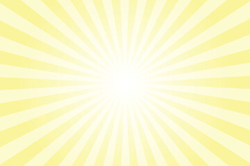 Yellow Background with White Sun Ray. Pattern of Starburst. Abstract Pale Yellow Texture with Light of Sunburst. Radial Beam of Sunlight. Retro Background with Flash. Design of Sunbeams.