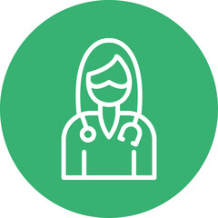 Female Surgeon Vector Line White Circles Multicolors