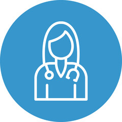 Female Doctor Vector Line White Circles Multicolors