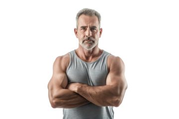 Senior Fit Man with Gray Beard and Crossed Arms