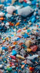 Fototapeta premium Close-up on Microplastics: A Startling Symbol of Food Contamination, Amplifying Environmental Awareness on Plastic Pollution