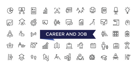 Career And Job Line Icons set with editable stroke collection for web and ui. Line icons pack. Vector illustration.