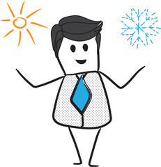 cold and hot weather with stickman