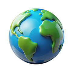 3D glossy plastic earth with detailed continents and vibrant colors
