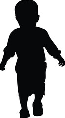 A small kid standing silhouette vector design. transparent background