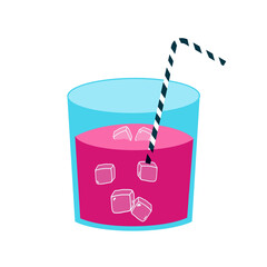 Iced strawberry summer drink, illustration
