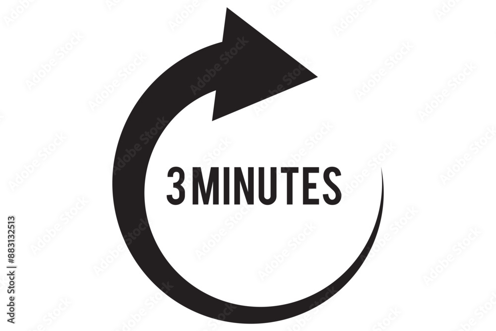 Wall mural 3 minutes timers clock. time measure. chronometer vector icon black isolated on white background.