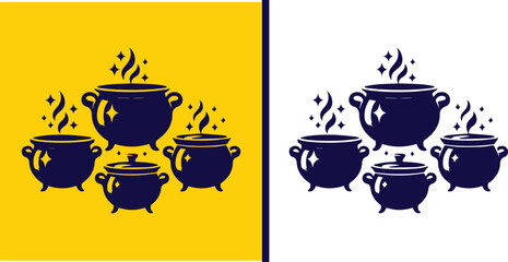 cauldron icon set Kettle Pot Boiler symbol collection Vector illustration