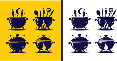 cauldron icon set Kettle Pot Boiler symbol collection Vector illustration