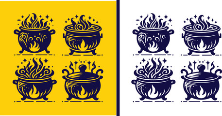 cauldron icon set Kettle Pot Boiler symbol collection Vector illustration