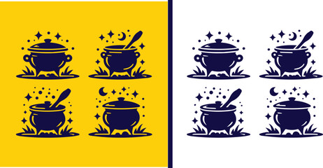 cauldron icon set Kettle Pot Boiler symbol collection Vector illustration