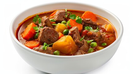 Close-up of Beef Stew in a White Bowl,  Beef, Stew, Vegetables,  Food