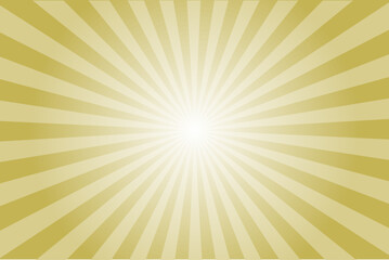 Vegas gold yellow sun ray vector background. Radial beam sunrise or sunset light retro design illustration. Light sunburst glowing background.