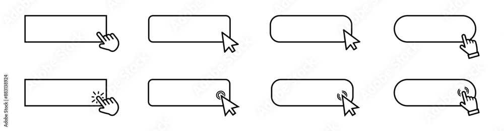 Poster click the linear icon here. click here with the mouse cursor, click on the mouse linear icon, vector