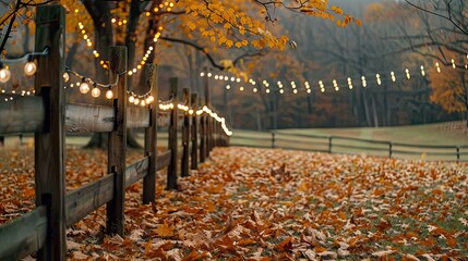 Golden Autumn Path: A Rustic Walkway Through Falling Leaves