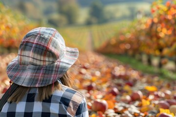 A Solitary Figure Among Fallen Apples in an Orchard