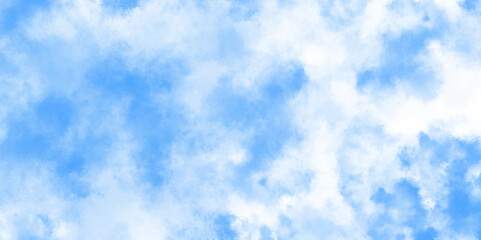 Beautiful cloudscape with natural white tiny clouds, shiny blue sky background horizon spring morning sky with clouds background. blue sky Watercolor background, Illustration, texture for design.