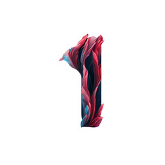 Obraz premium Number 1. Unique Abstract and Digital Fluid Design Artstyle. typography font, alphabet abc, isolated on transparent background png.