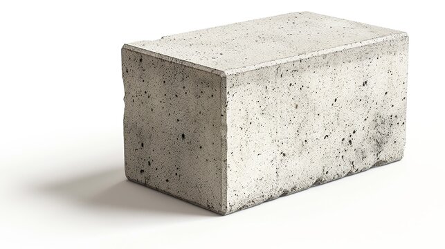 close up on one single cement concrete block on white background
