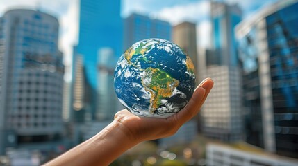 A person is holding a globe in their hand
