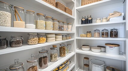 Efficient and Organized Pantry with Custom Shelving and Storage Solutions