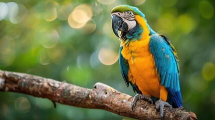 Majestic Blue-Throated Macaw Sitting Gracefully on a Branch in Tropical Forest Habitat