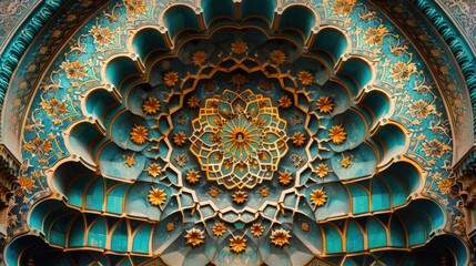 Intricate Architectural Detail of a Mosaic Ceiling.