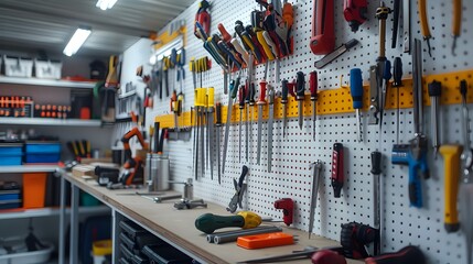 Organized Workshop With Pegboard and Modular Tool Storage Solutions Requiring Designated Space