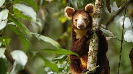 Majestic Tree Kangaroo amidst Lush Papua New Guinea Forest