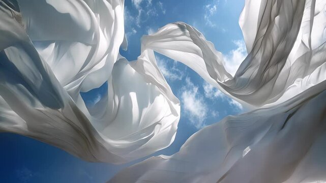 The bolts of fabric stretching out like wings ready to take flight and explore the vastness of the sky.