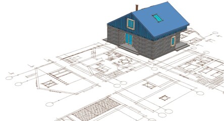 Fototapeta premium house plan 3d illustration