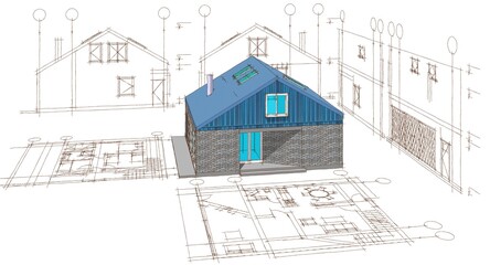 house plan 3d illustration