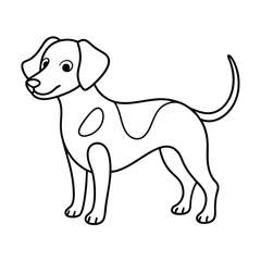 Playful dog in continuous line art drawing style. Puppy playing minimalist black linear sketch isolated on white background. Vector illustration